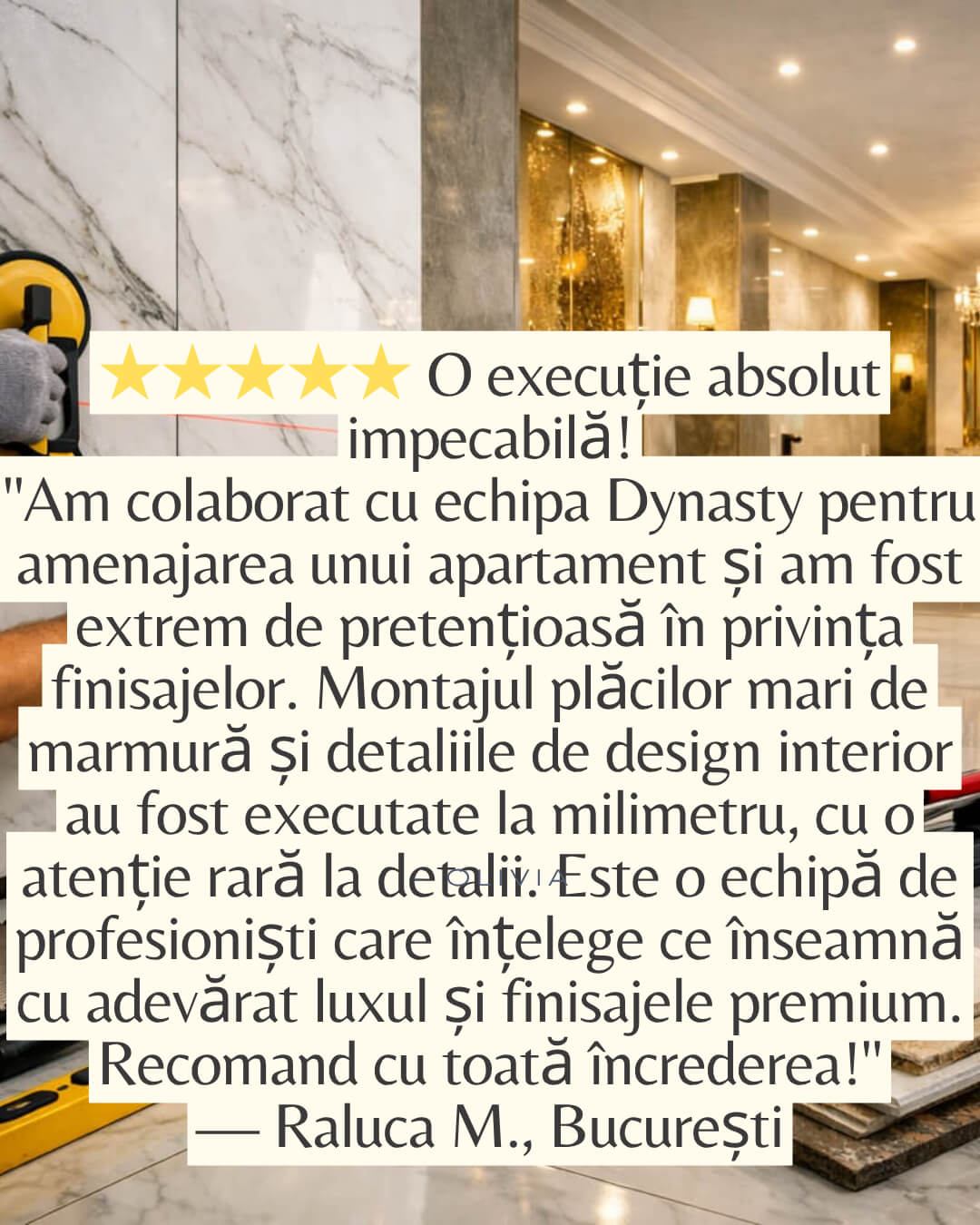 blue and white luxury client testimonial instagram post